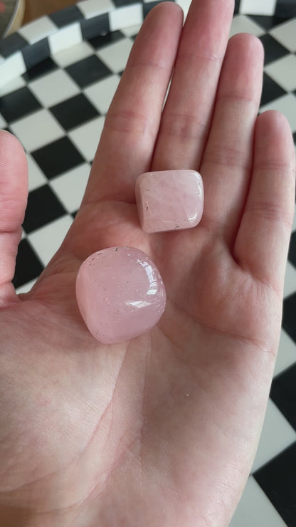 One (1) Rose Quartz Hand Carved Crystal Cube