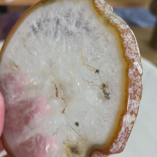 agate slab slice crystal gift statement piece natural home decor