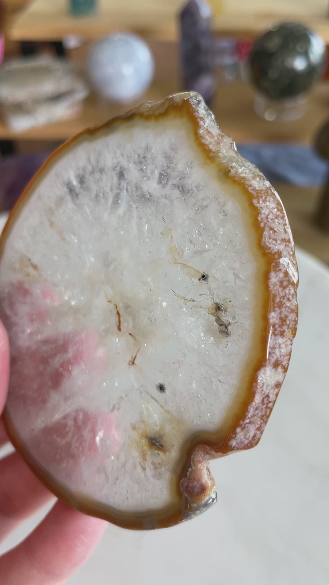 agate slab slice crystal gift statement piece natural home decor