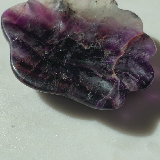 fluorite bowl fire quartz crystal purple pink crystal home decor sea shell dish ocean magic altar piece cancer gift for pisces ocean aesthetic